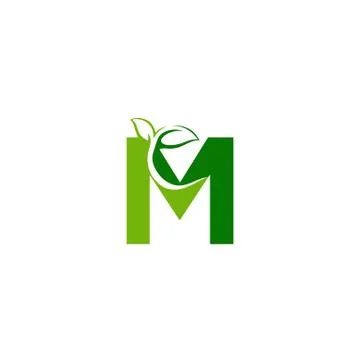 Combination of green leaf and initial letters M logo design vectors Stock Illustration