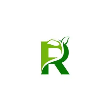 Combination of green leaf and initial letters R logo design vectors Stock Illustration