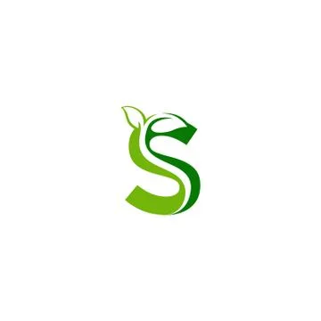 Combination of green leaf and initial letters S logo design vectors Stock Illustration