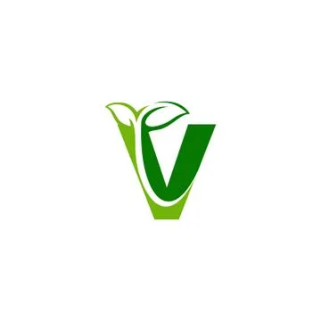 Combination of green leaf and initial letters V logo design vectors Stock Illustration