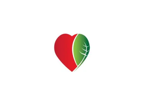 Combination of heart and leaf for logo design Stock Illustration