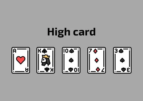 Combination high card playing cards olor line icon set. Gambling. Pictograms  Illustration