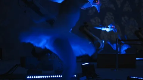 Combination of high technology and classical art on one stage at modern show Video stock 124481471