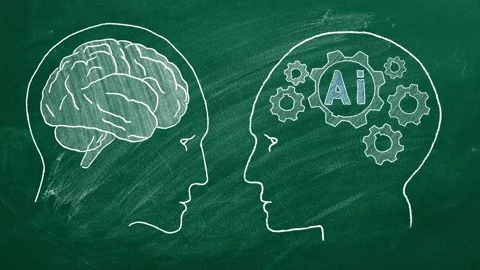 Combination Human Brain and Artificial Intelligence Neural Brain Animation Stock Footage 254465333