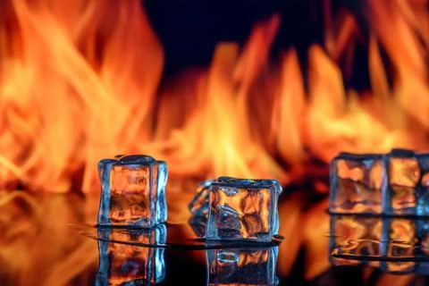 The combination of ice and fire Stock Photos