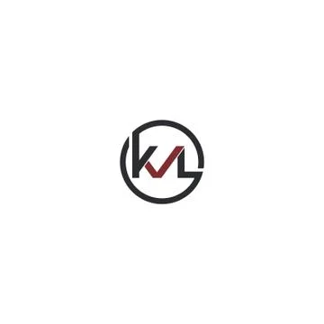 Combination of initial letter KVL and checklist logo design unique circle Stock Illustration