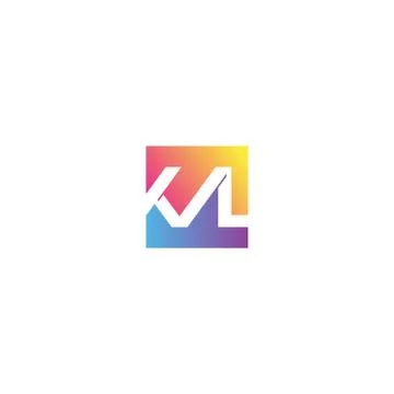 Combination of initial letter KVL and checklist logo design colorful Stock Illustration