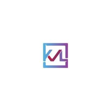 Combination of initial letter KVL and checklist logo design colorful Stock Illustration