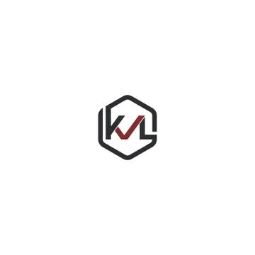 Combination of initial letter KVL and checklist logo design unique hexagonal Illustrazione stock
