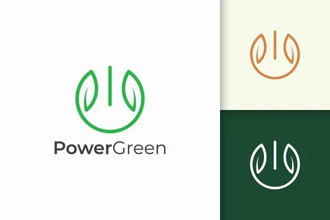 Combination of leaf shape and power for technology company Stock Illustration