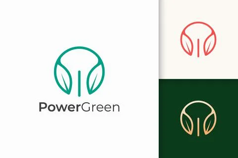 Combination of leaf shape and power for technology company Stock Illustration