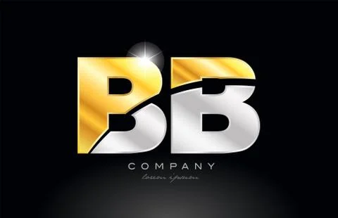 Combination letter bb b b alphabet with gold silver grey metal logo Stock Illustration
