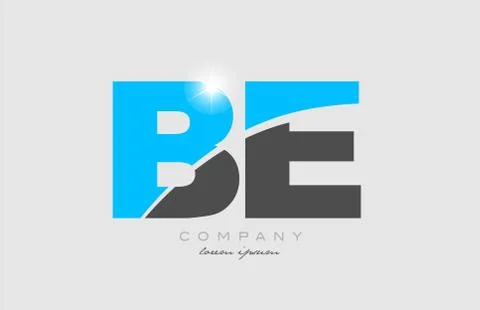 Combination letter be b e in grey blue color alphabet for logo icon design Stock Illustration