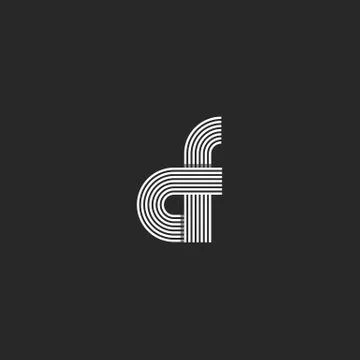 Combination letter CF logo monogram, pair C F offset line geometric shape sym Stock Illustration