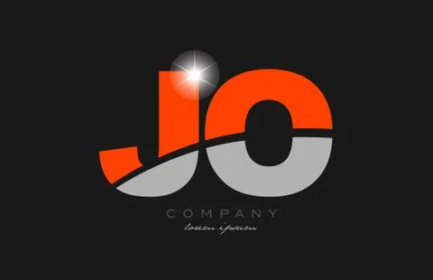 Combination letter jo j o in grey orange color alphabet for logo icon design Stock Illustration
