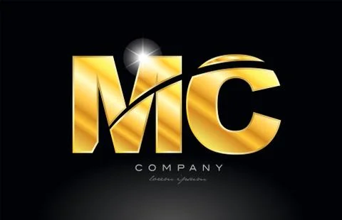 Combination letter mc m c gold golden alphabet metal logo icon design Stock Illustration