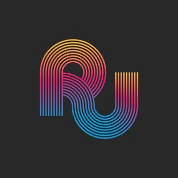 Combination letters PU or UP logo monogram creative offset lines linear desig Stock Illustration