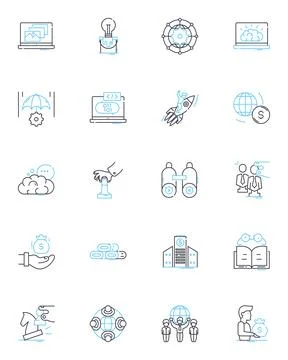 Combination linear icons set. Blend, Puzzle, Fusion, Union, Medley, Assortment Stock Illustration