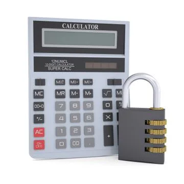 Combination lock and calculator Stock-Illustration
