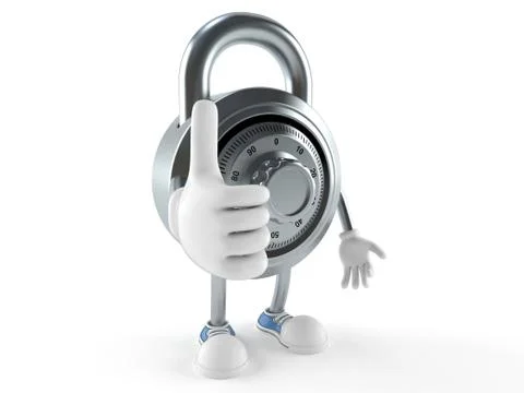 Combination lock character with thumb up Illustration