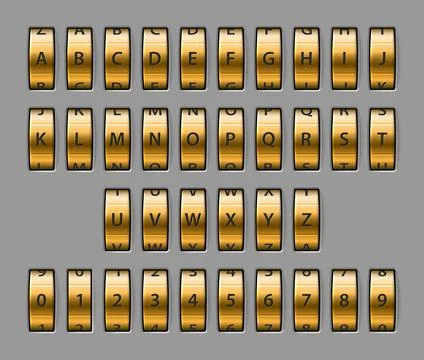 Combination lock font Stock Illustration