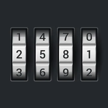 Combination lock number code. on dark background Vector Illustrazione stock