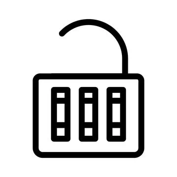 Combination lock open line icon isolated on white background. Black flat th.. Stock Illustration
