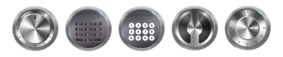 Combination Lock Padlock 3D Set Security Padlocks with Number Code Dials and Stock Illustration