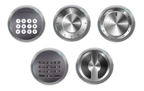 Combination Lock Padlock 3D Set Security Padlocks with Number Code Dials and Stock Illustration