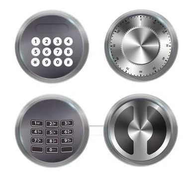 Combination Lock Padlock 3D Set Security Padlocks with Number Code Dials and Stock Illustration