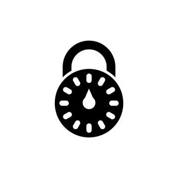Combination Lock, Password Padlock Flat Vector Icon Stock Illustration