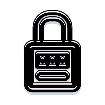 Combination lock protecting digital data security icon Stock Illustration