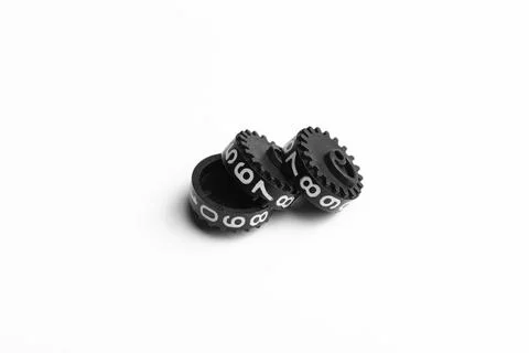 A combination lock rotating discs on a white background Stock Photos
