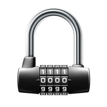 Combination lock, school locker room code padlock icon, keyless cylindrical l Stock Illustration