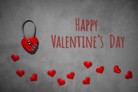 Combination lock in the shape of a heart on a gray background. key to the h.. Stock Photos