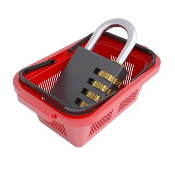 Combination lock in the shopping basket Stock Illustration