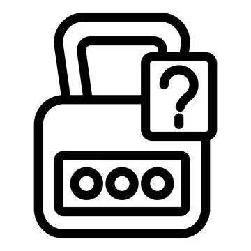 Combination lock showing question mark prompting for password 库存插图