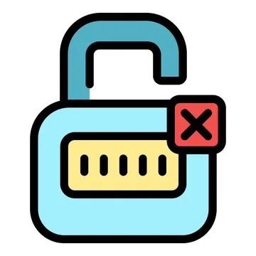 Combination lock showing wrong password and open shackle 스톡 일러스트
