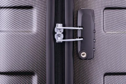 Combination lock on suitcase Foto stock