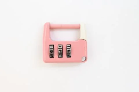 Combination lock suitcase on white background Stock Photos
