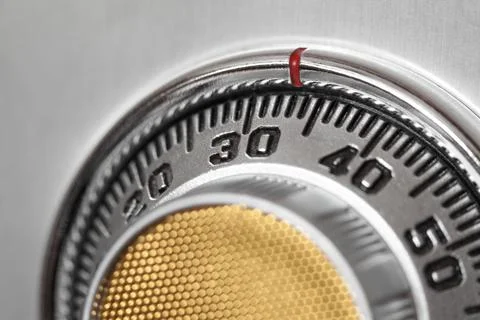 Combination Lock,Close-up of the combination lock on a safe. Foto stock