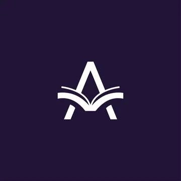 Combination logo of letter A initials and modern and cool book icon Stock Illustration