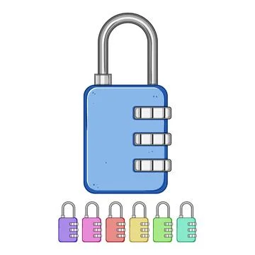 Combination luggage lock cartoon vector graphic Illustrazione stock