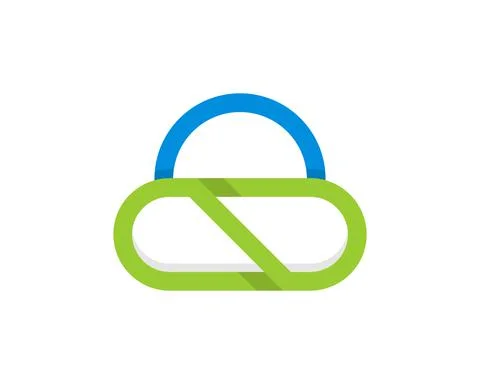 Combination medical capsule with cloud shape logo Stock Illustration