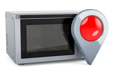 Combination oven, microwave with map pointer. 3D rendering 库存插图