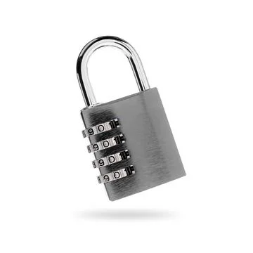 Combination padlock in air on white background Stock Photos