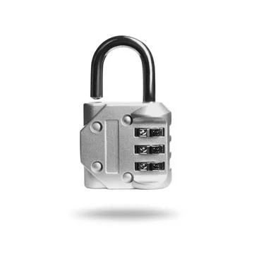 Combination padlock in air on white background Stock Photos