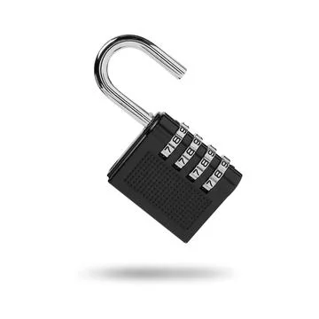 Combination padlock in air on white background Stock Photos