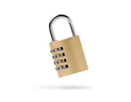 Combination padlock in air on white background Stock Photos