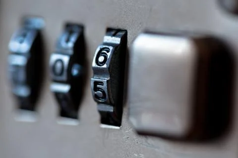 Combination padlock close up with chrome numbers. Mechanical combination lock Stock Photos